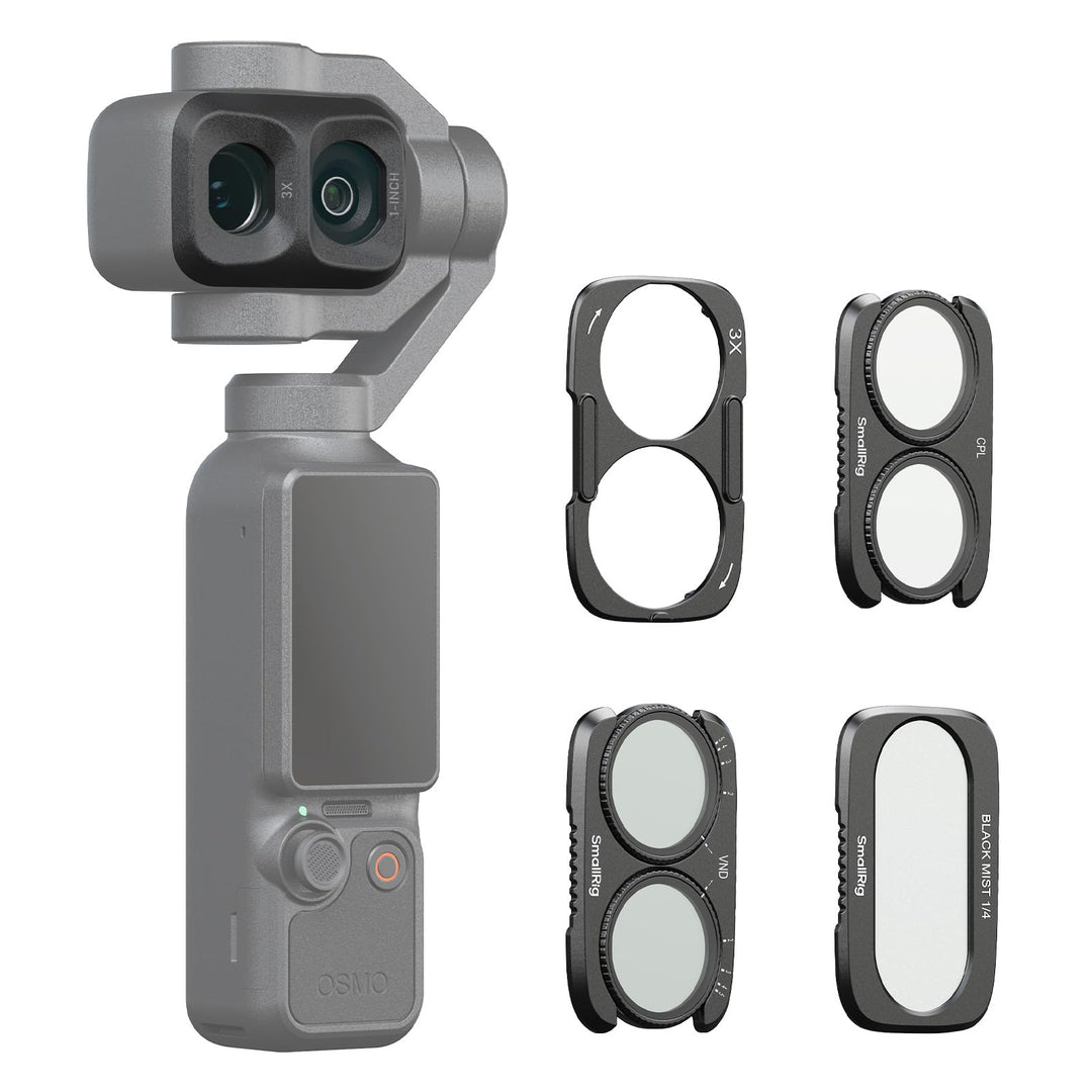 SMALLRIG Split Pocket 4P Filterkit für DJI Osmo Pocket 4P | Mit CPL, 1/4 Black Mist, VND1–5, Sockel,