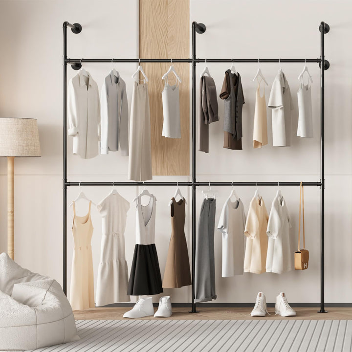 Kleiderstange Wandmontage,Offener Kleiderschrank System,203x220cm | Kleiderständer Industrial 300kgT