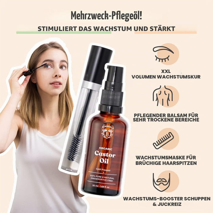 Bionoble Rizinusöl Bio 50ml &amp; Jojobaöl Bio 50ml - 100% Rein, Natürlich und Kaltgepresst - Gesicht, K