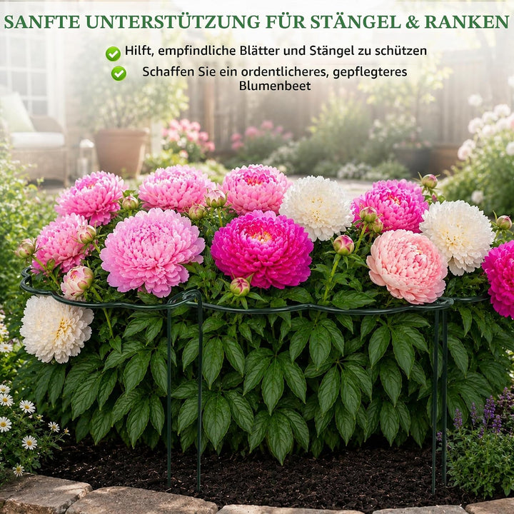 COZCLAM 10 Stück Pflanzenstütze 25 x 60 cm, 4 mm Metall Staudenhalter Halbkreis Wellenform, Pflanzst