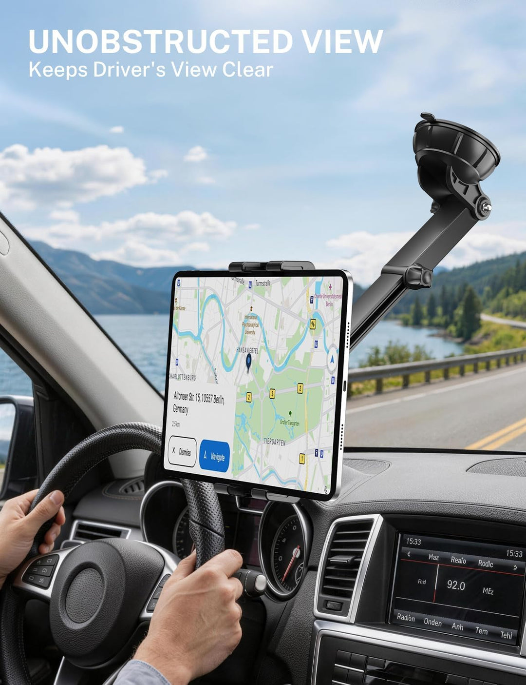 PLDHPRO Tablet Halterung Auto Vorne, Tablethalterungen Auto für LKW Armaturenbrett &amp; Windschutzschei