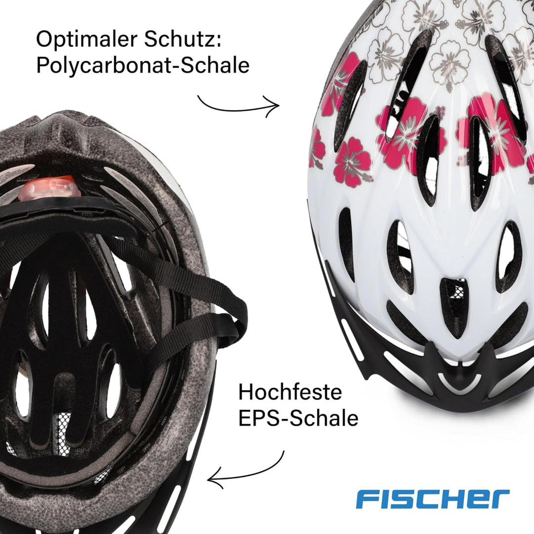 Fischer Erwachsene Fahrradhelm, Radhelm, Cityhelm, Weiss rosa S/M Single, S/M Single