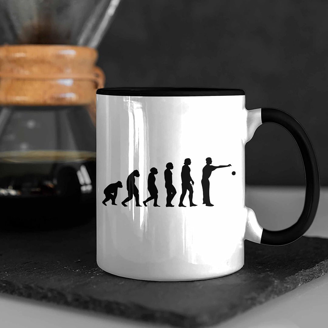 Trendation - Boule Tasse Geschenk Boule-Spieler Geschenkidee Spruch Evolution Boule (Schwarz), Schwa