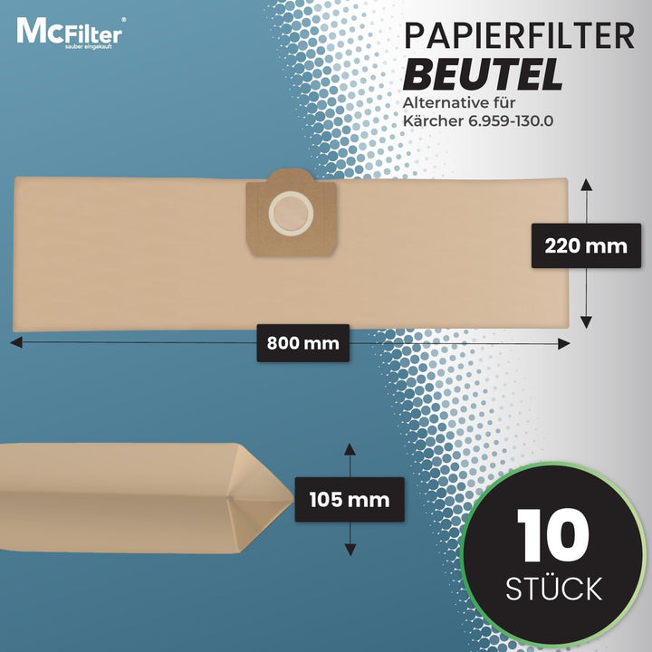 McFilter | 10 Staubsaugerbeutel geeignet für Kärcher SE 4001 Mehrzwecksauger, Beutel-Typ KA 32 10 Be