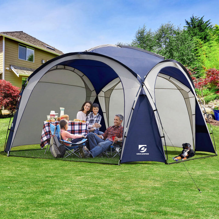 UNICAMPER Event Shelter Pavillon, Strandzelt UPF 50+, 3,6 x 3,6 m, Wasserdicht und Regenfest, Kuppel