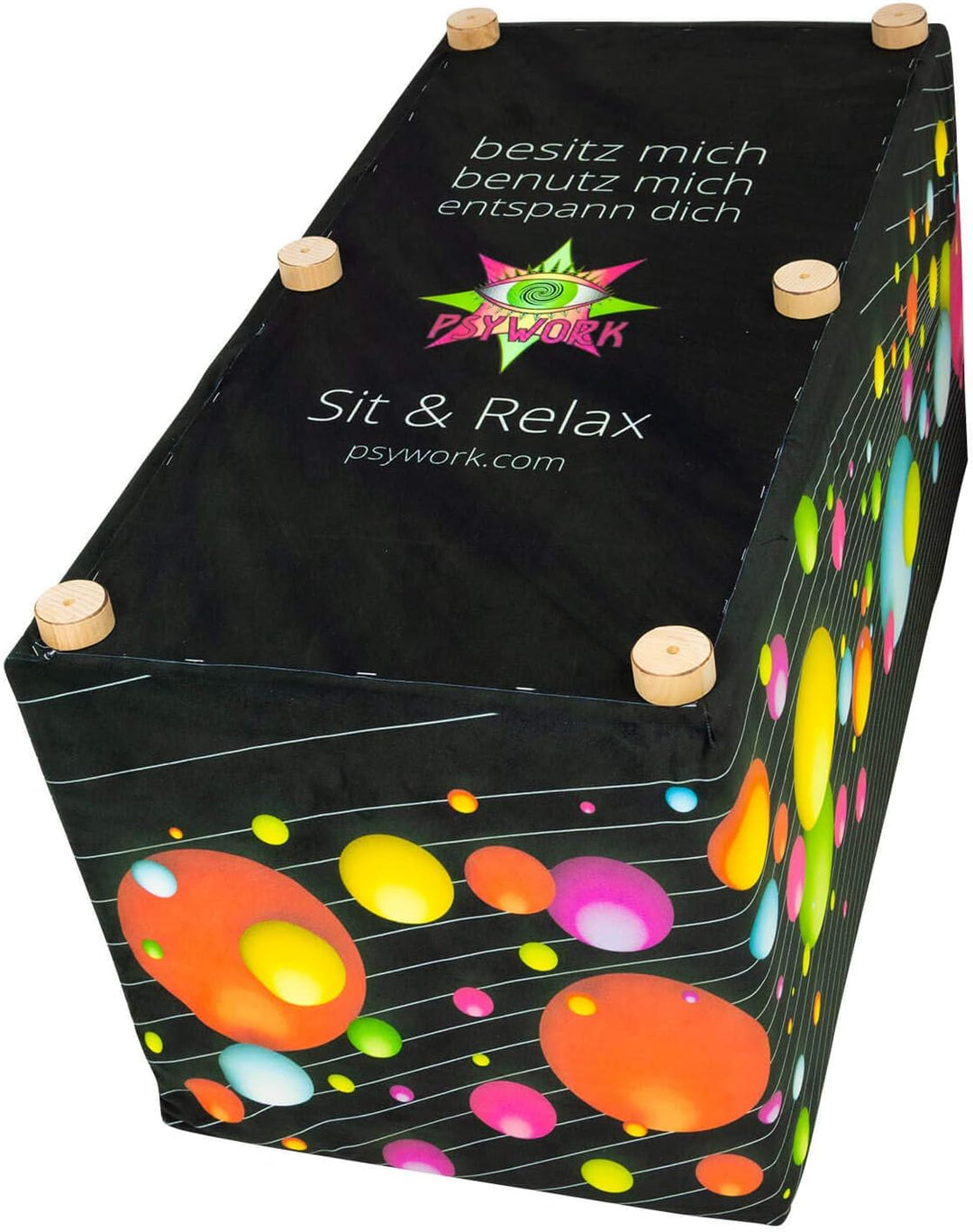 PSYWORK 80cm Sitzhocker Neon Happy Bubbles