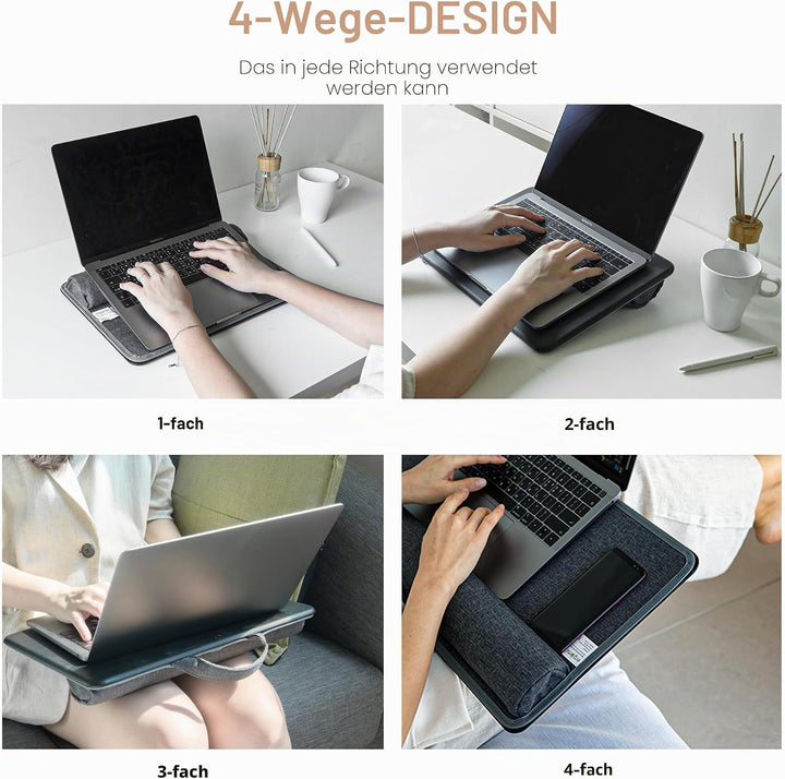 ergomi Kleines Laptopkissen Schoss | Tragbare Laptopunterlage mit Kissen, Handgelenkstütze | Lesen A