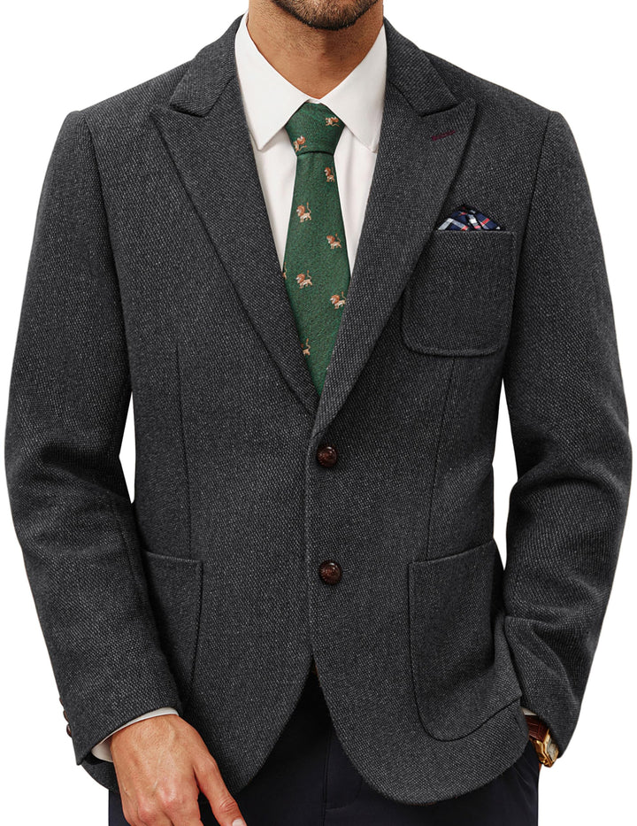 PJ PAUL JONES Sakko Herren 2 Knöpfe Tweed Wolle British Blazer Regular Fit Business Anzugjacke Männe