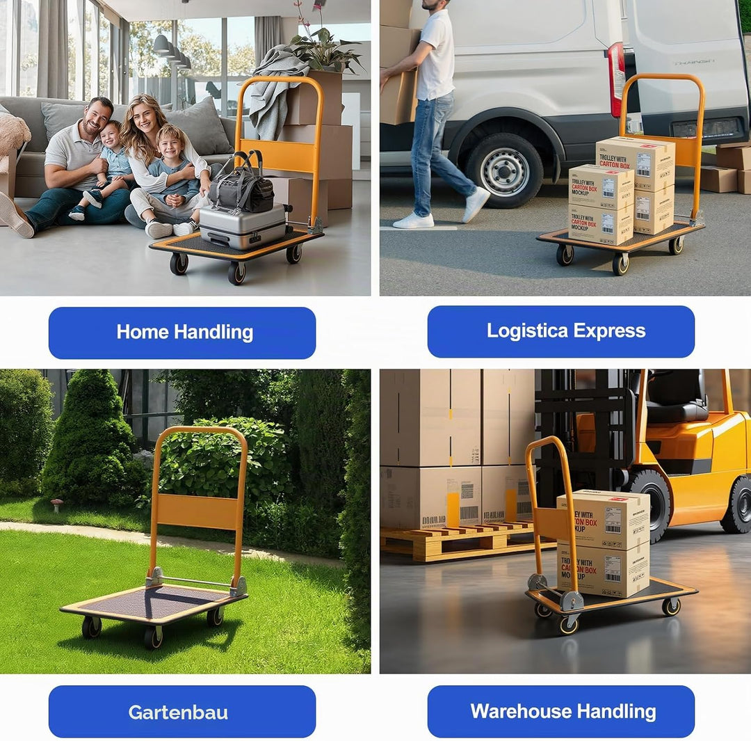 Panana Plattformwagen, Transportwagen Klappbar mit 150 kg Tragfähigkeit - Transportkarre Handwagen K