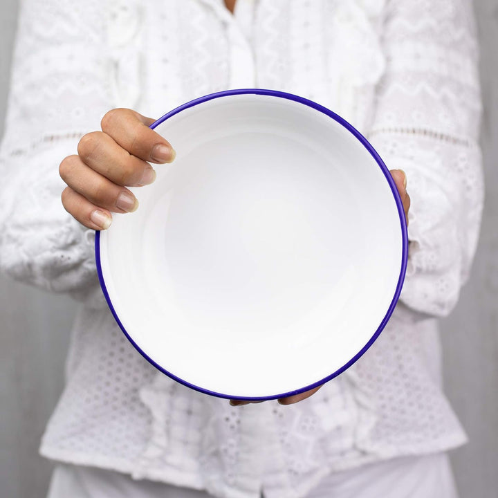 City to Cottage® - Keramik Suppenteller 18.5 cm | Blau-Weiss gestreift | Handgemacht | Keramik Telle