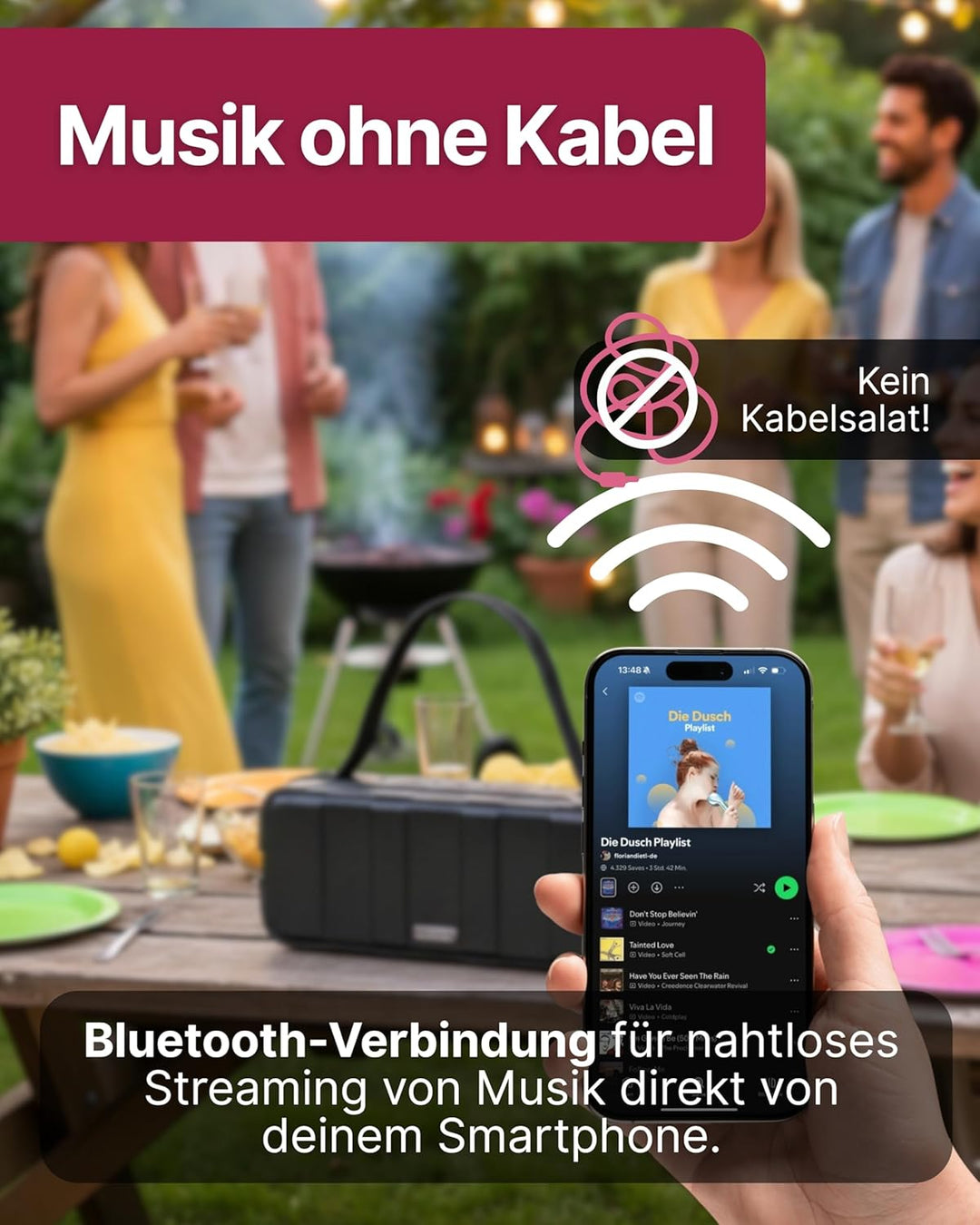 SCHWAIGER BS220 Bluetooth Lautsprecher Outdoor 30W Musikbox TWS tragbar stahlwasserfest robust IPX5