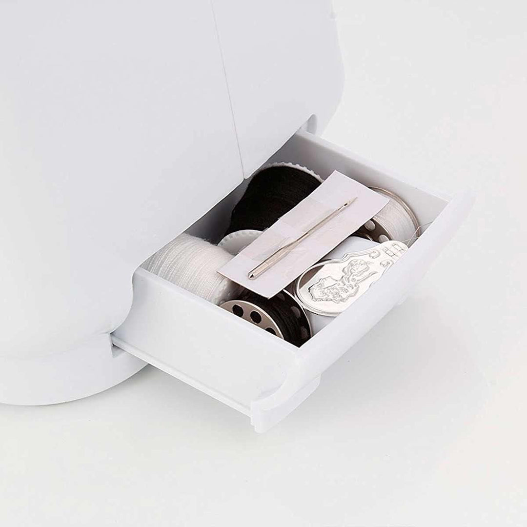 PRIXTON - P110 Tragbare Nähmaschine - Schublade für Zubehör - Integrierte Lampe - 12 Arten von Muste