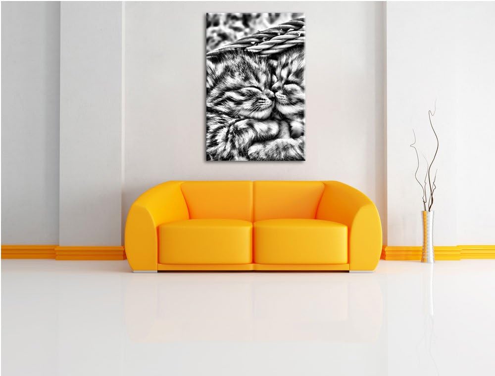 Monocrome, Baby Katze, Format: 100x70 auf Leinwand, XXL riesige Bilder fertig gerahmt mit Keilrahmen