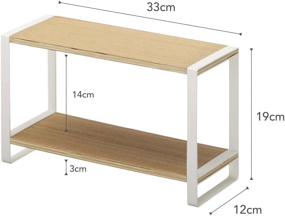 Yamazaki 7816 TOSCA Küchenregal mit 2 Ebenen, weiss, Stahl/Holz, Minimalistisches Design