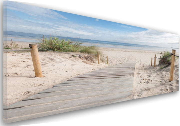 Feeby Bilder Strand Sand Wasser 90x30 cm Wohnzimmer Schlafzimmer Büro Flur Küche Wandbilder Modern B