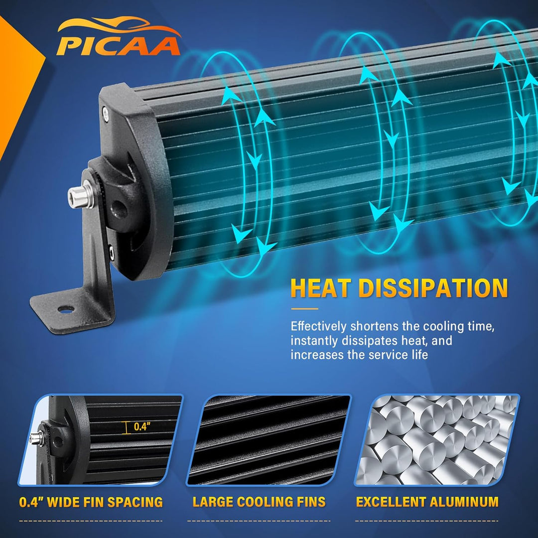 PICAA Gebogene 22 Zoll 270W LED Lightbar 12V 24V, Tri-Reihen Spot Flood Combo Lichtbalken Arbeitssch