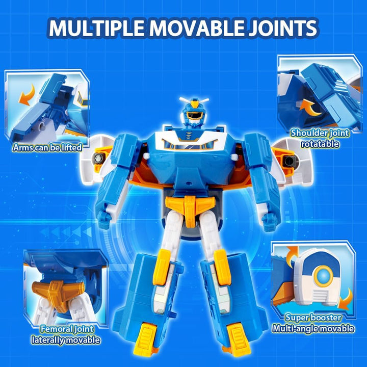 Super Wings 2-in-1 Mini World Aircraft Transforming Robot mit Licht- und Soundeffekten, Transformer-