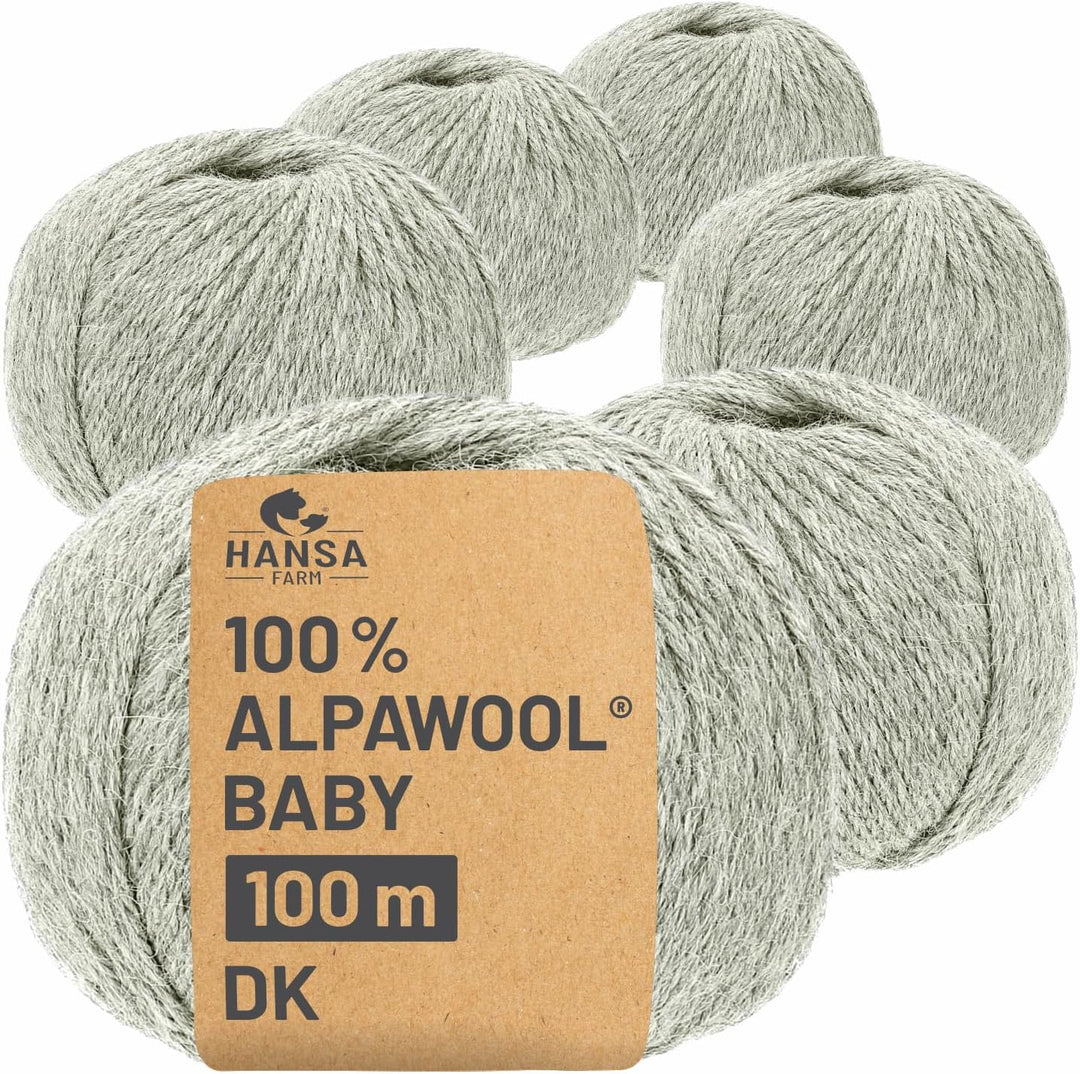 HANSA-FARM | 100% Baby Alpakawolle in 50+ Farben (kratzfrei) - 300g Set (6 x 50g) - weiche Alpaka Wo