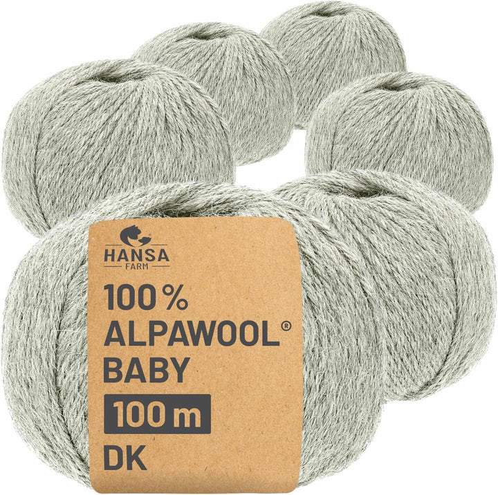 HANSA-FARM | 100% Baby Alpakawolle in 50+ Farben (kratzfrei) - 300g Set (6 x 50g) - weiche Alpaka Wo