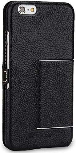 STILGUT Leder-Hülle kompatibel mit iPhone 6 Book Type mit Standfunktion, schwarz, Schwarz