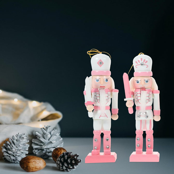 Veemoon 4 Stück Weihnachts Nussknacker aus Holz, 12cm - Soldat Ornamente Baumbehang Christbaumschmuc