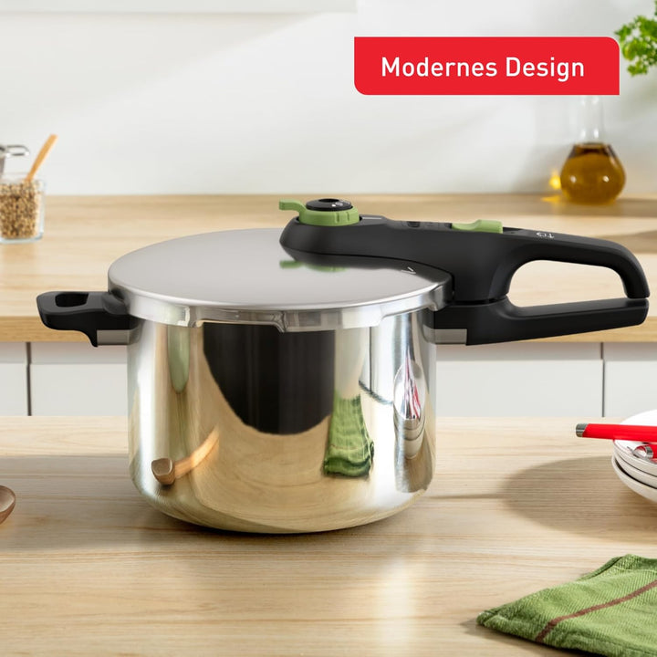 Tefal Secure Trendy Schnellkochtopf induktion 6l, 2-Stufen-Garregler: Intensivstufe 117°C, Schonstuf