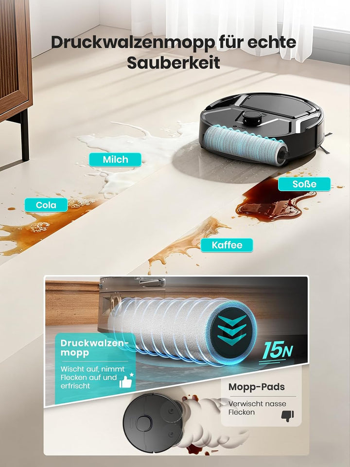 Lefant M210 PRO Omni Saugroboter mit Roller Wischfunktion,20.000Pa | Vermeiden von Hindernissen,Zero