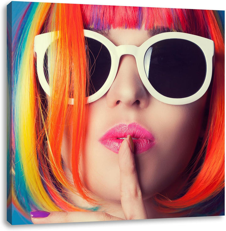 Pixxprint Frau mit Haaren als Leinwandbild/Grösse: 70x70 cm/Wandbild/Kunstdruck/fertig bespannt, 70x