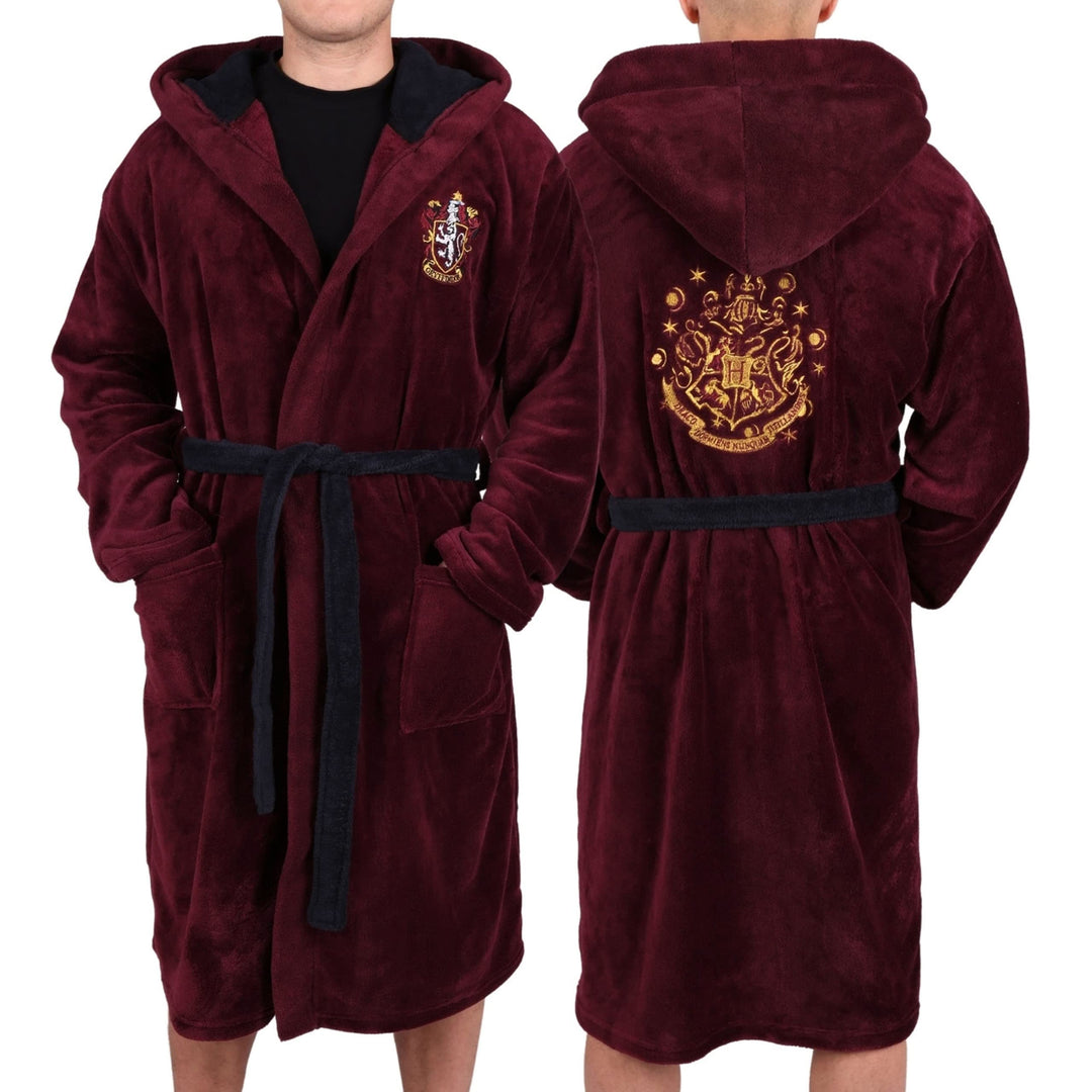 HARRY POTTER Hogwarts Bademantel/Morgenmantel, burgunderrot, für Herren S-M Rot, S-M Rot