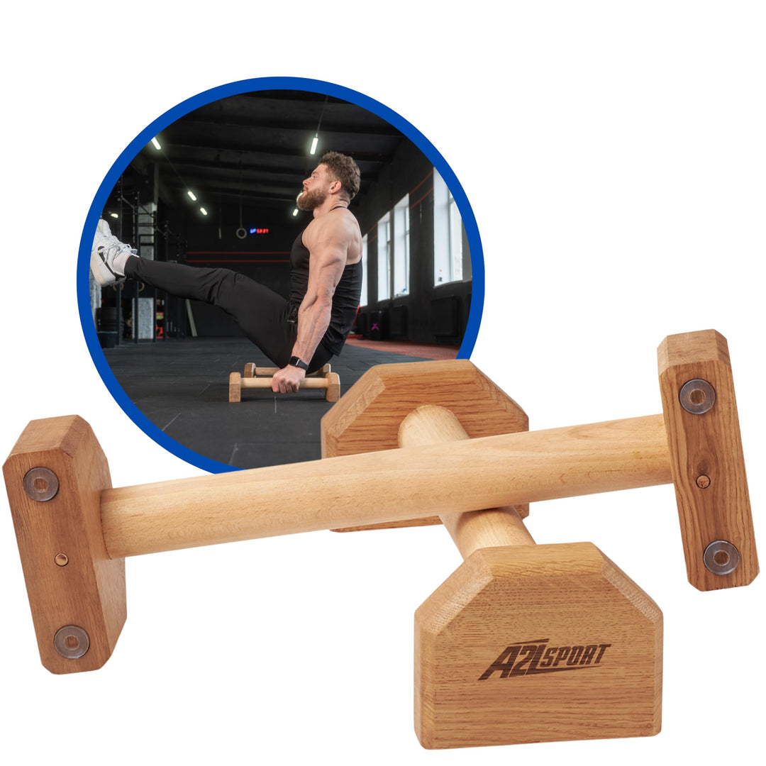A2Z SPORT® Liegestützgriffe Holz Handstand Griffe - Rutschfeste Parallettes Calisthenics Griffe Lieg