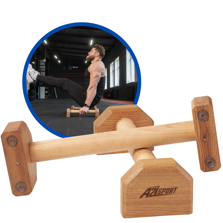 A2Z SPORT® Liegestützgriffe Holz Handstand Griffe - Rutschfeste Parallettes Calisthenics Griffe Lieg