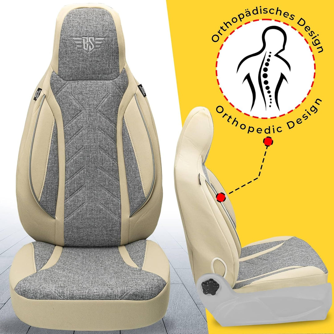 BREMER SITZBEZÜGE Mass Sitzbezüge Schonbezüge für Skoda Karoq PLKT209 PLKT209 - Grau/Beige Karoq, PL