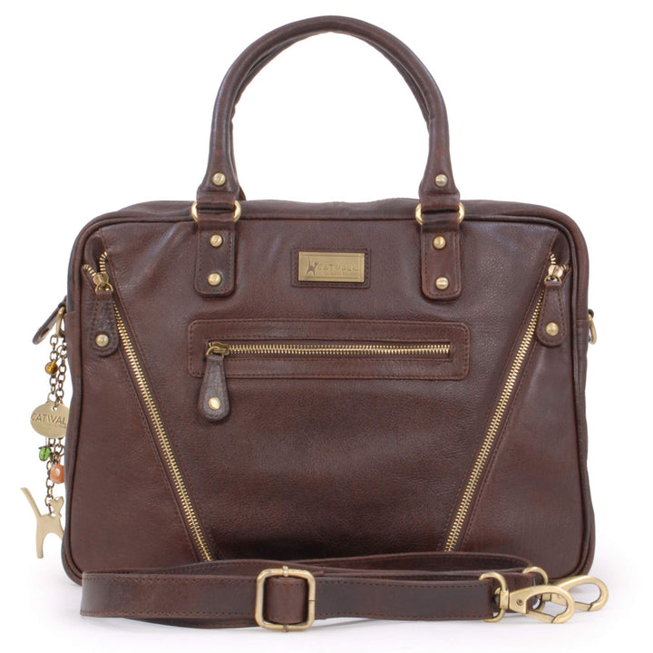 Catwalk Collection Handbags - Leder - Schultasche/Arbeitstasche/Aktentasche für Damen - Laptop/iPad