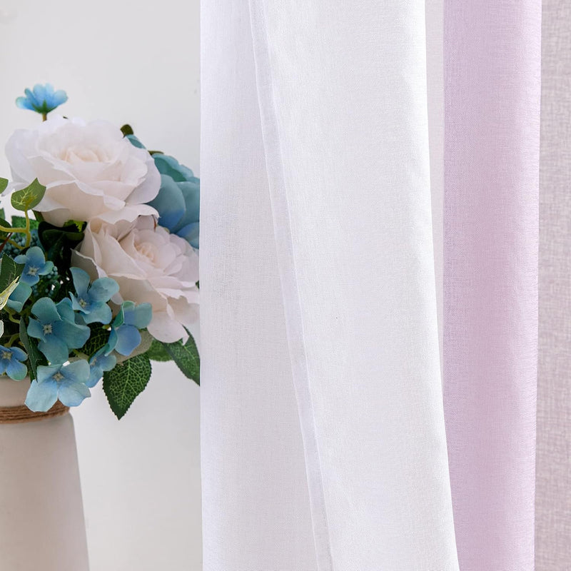 MIULEE 2er Set Voile Vorhang Zweifarbiger Vorhang mit Ösen Transparente Gardine Ösenschal Fenstersch