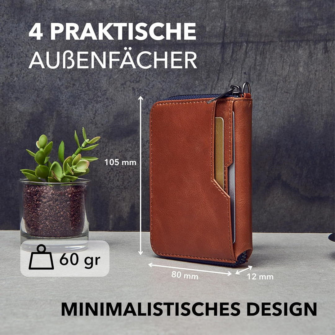 Vaultskin Notting Hill schlanke Brieftasche mit Reissverschluss und RFID Schutz. Geldbörse für Kredi