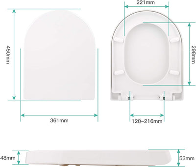 Himimi Toilettendeckel, WC Sitz mit Absenkautomatik, Antibakterielle PP Klobrille D-Form mit Quick-R