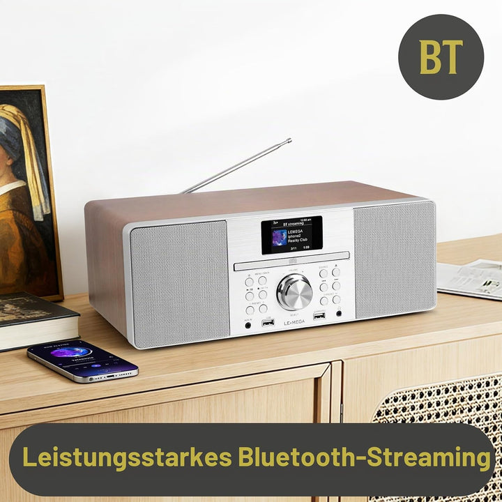 LEMEGA MSY1P All-In-One Musiksystem,CD-Player,DAB/DAB+ und FM Digitalradio,Bluetooth Lautsprecher,20