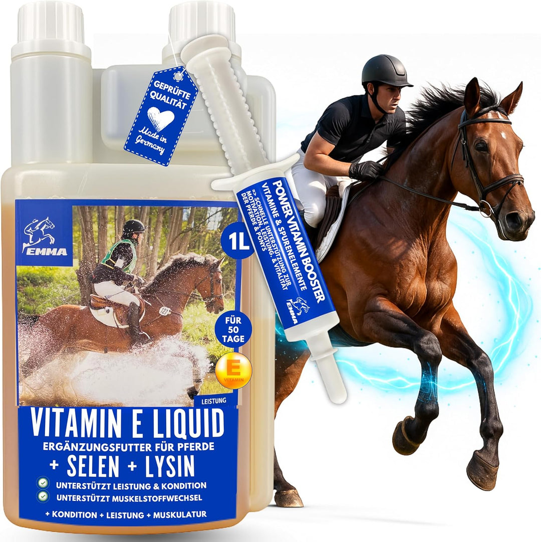 Selen Vitamin E Lysin Liqud + Booster für Pferde gesunde Muskulatur erhalten Pferd Vitamin E-Selen L