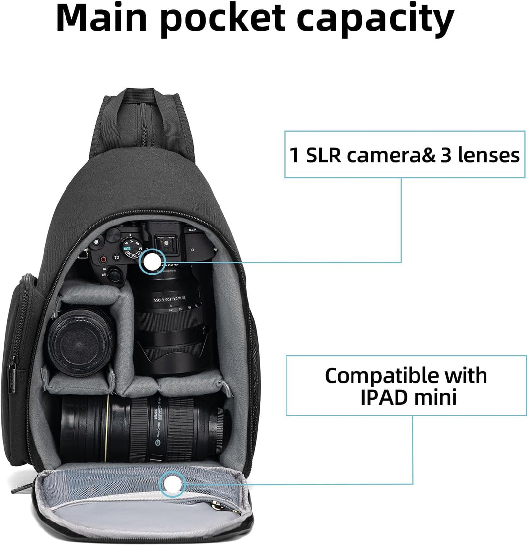 CADeN Kameratasche Sling Backpack, Kameratasche Rucksack mit Stativhalterung für DSLR/SLR spiegellos