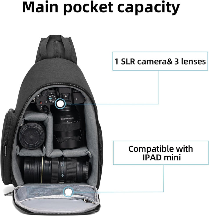 CADeN Kameratasche Sling Backpack, Kameratasche Rucksack mit Stativhalterung für DSLR/SLR spiegellos