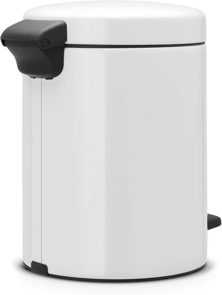 Brabantia Treteimer mit Inneneimer aus Kunststoff, Stahl, 5 Liter, Weiss, 5L 5 Liter White, 5 Liter