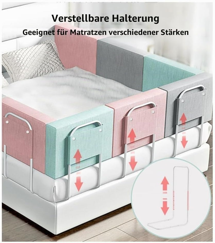 Absturzsicheres Bettgitter, 40-60cm Verstellbares Stahlrohr, Rausfallschutz Bett Bettgitter Bettschu