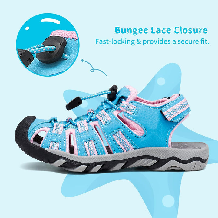DREAM PAIRS Unisex Kinder 160912-k Sportsandalen 28.5 EU Baby Blau Rosa, 28.5 EU Baby Blau Rosa