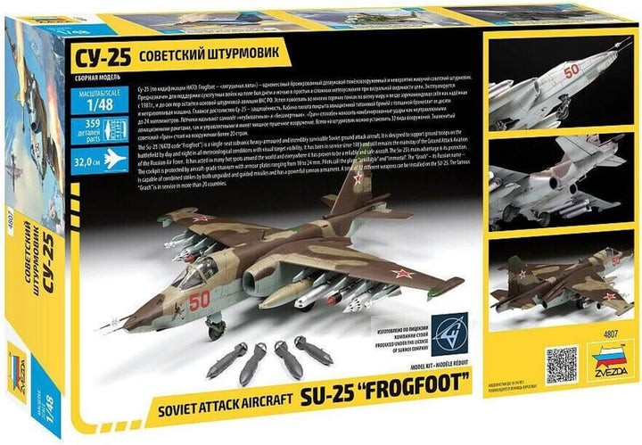 Zvezda 4807 1:48 Sukhoi SU-25 Frogfoot Sov.att.airc. - Modellbausatz,Plastikbausatz, Bausatz zum Zus