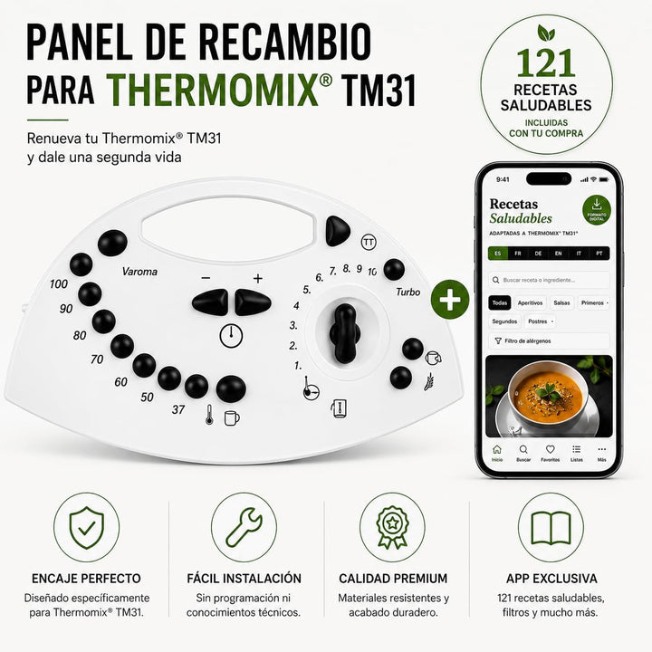 Thermomix TM31 Knopf | Frontpanel komplett mit Membran-Tastatur | Ersatzteile, Zubehör für den Therm