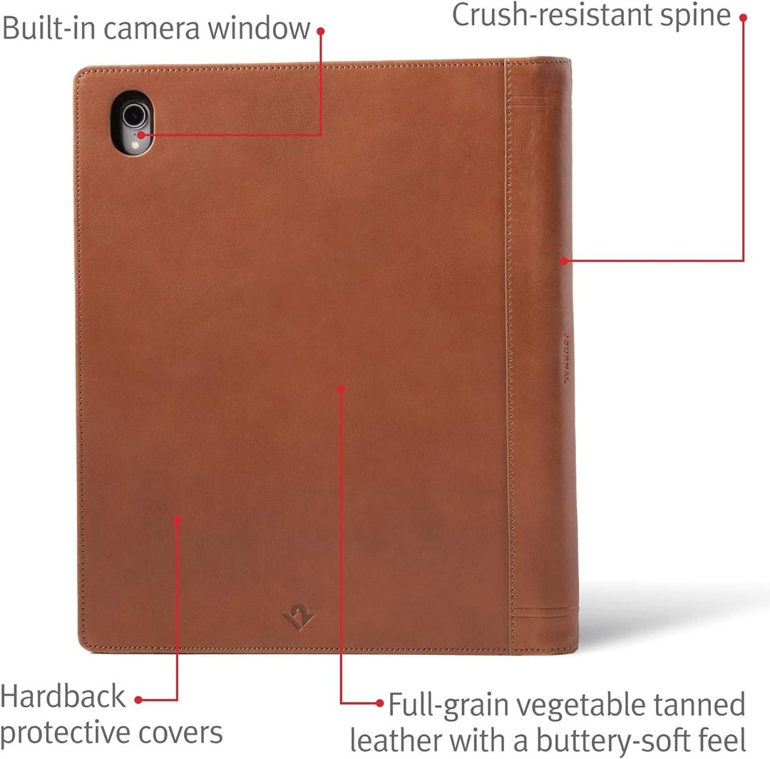 Twelve South Journal for 12.9 - inch iPad Pro (Gen 3), Luxury Leather Protective Case and Easel with