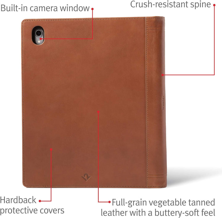 Twelve South Journal for 12.9 - inch iPad Pro (Gen 3), Luxury Leather Protective Case and Easel with