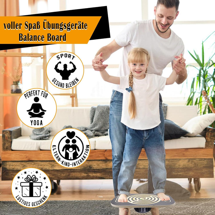Balance Board Holz, Wackelbrett Gleichgewichtstrainer, Board für Yoga und Übung, Balancierbrett für