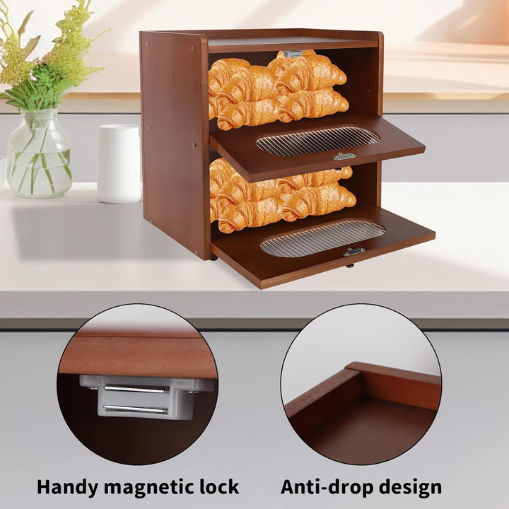 Brotkasten Holz für Küchenarbeitsplatte, Aufbewahrungsbox, Küche Brotbehälter, Corner Bread Box, Bra