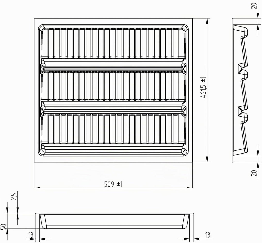SO-BOX 2 Gewürzeinsatz Breite 50,9 cm, Tiefe 46,2 cm mit anthraziter Kanvas-Struktur für Schubladen